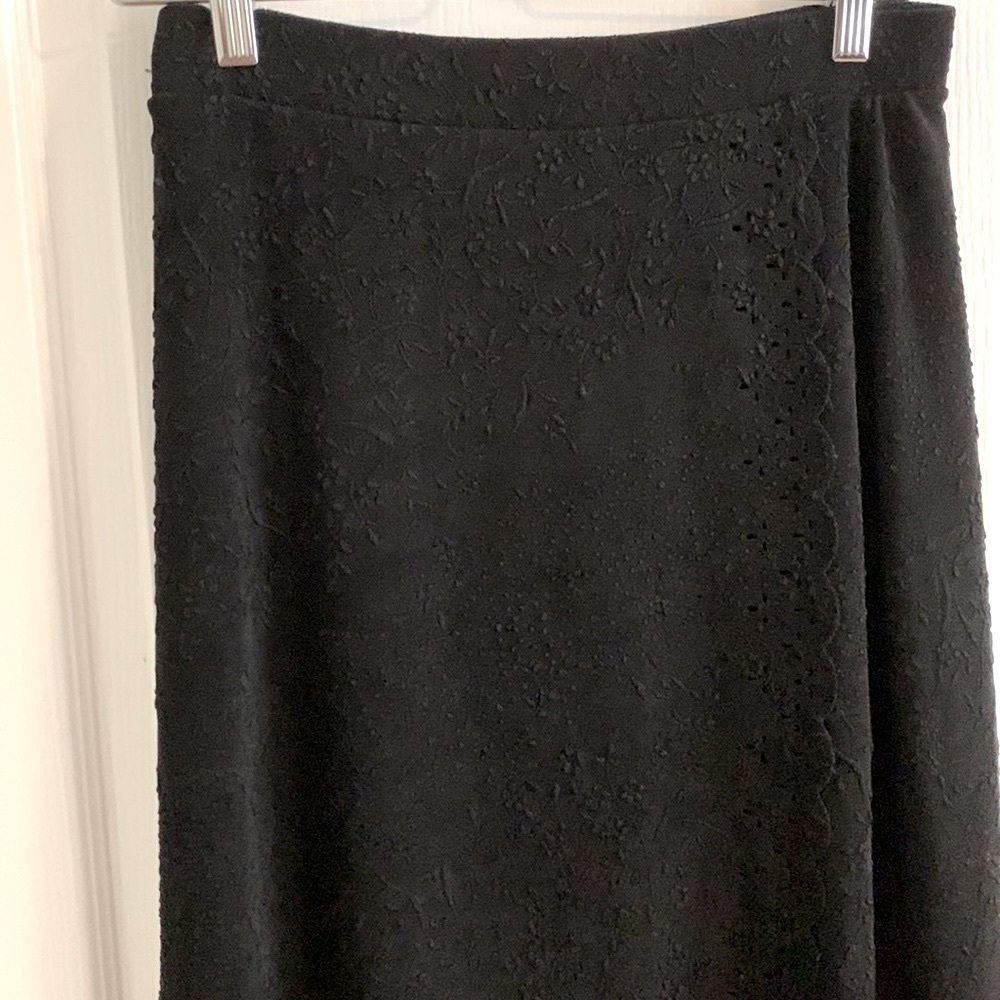New Never Worn Eyelet Velvet Crochet Long Skirt, Stretch Waistband - Picture 7 of 12
